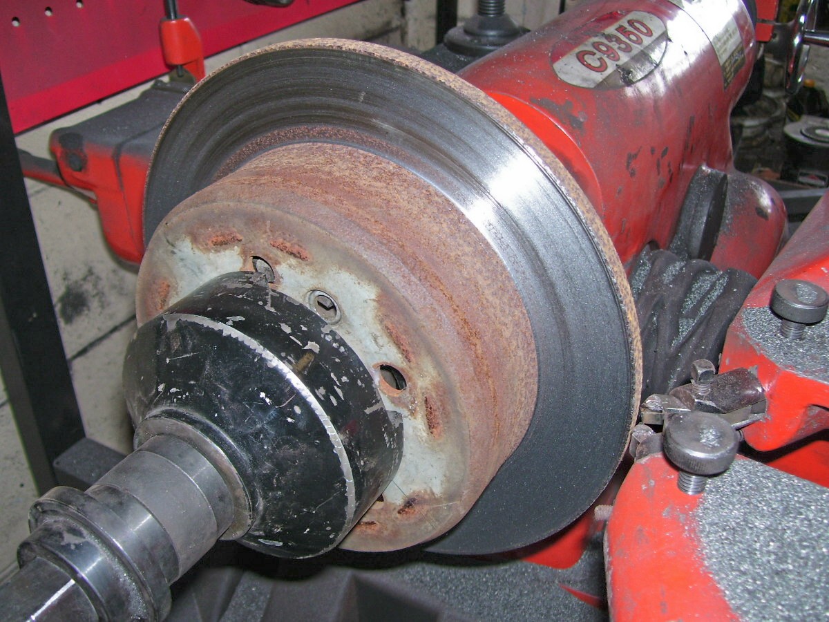 Truck disc being machined